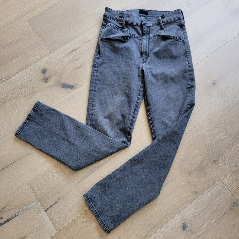 MOTHER Jeans Women's sz 27 The Dazzler Yoke Front Ankle Black/Grey Denim Pant